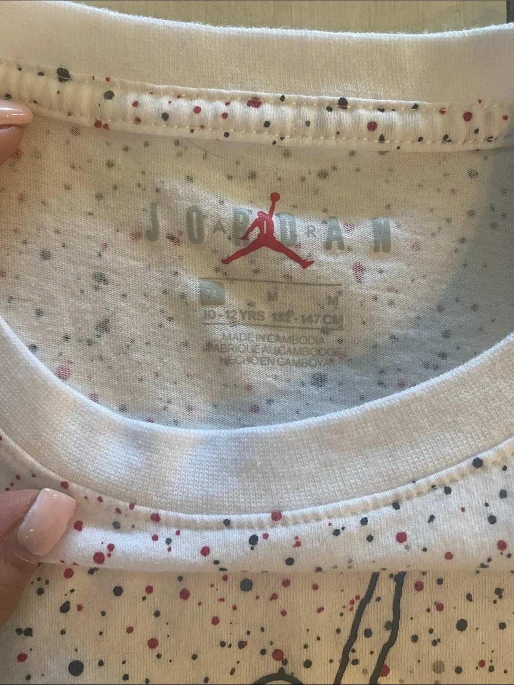 Jordan White Speckled Jumpman Logo Tee